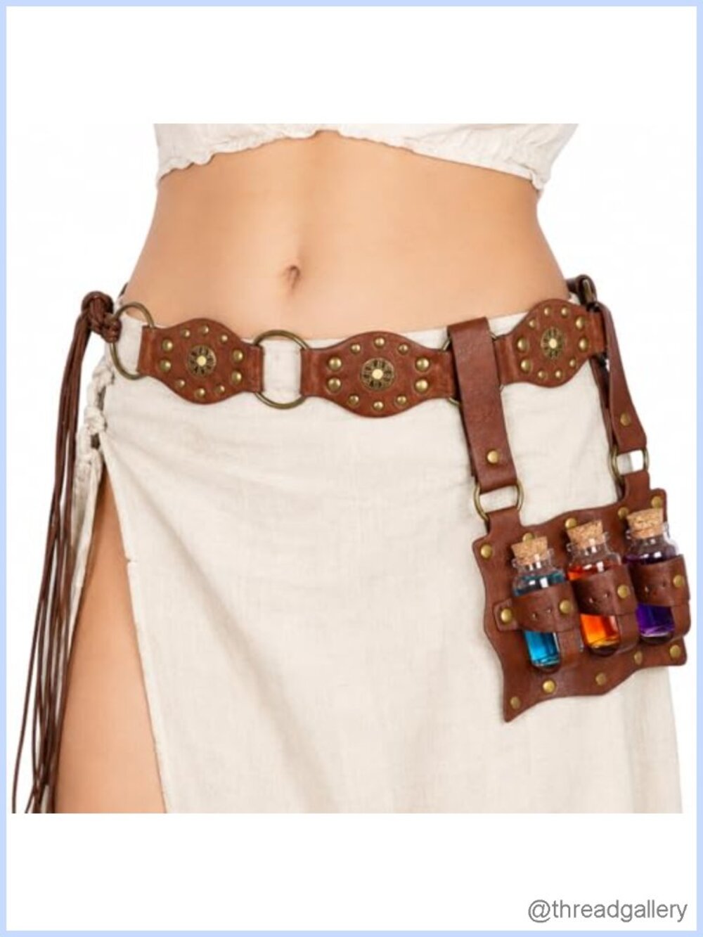 Renaissance Medieval Faux Leather Belt with Viking Pouch LARP Halloween Costume